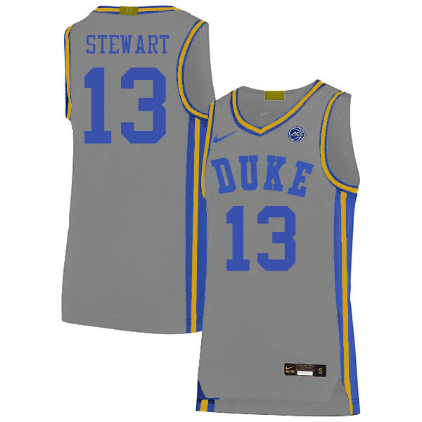 Men #13 Sean Stewart Duke Blue Devils College Basketball Jerseys Stitched Sale-Gray